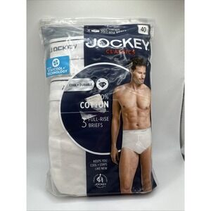 JOCKEY™ CLASSICS 100% Cotton 2-Pk Full-Rise Briefs Staycool Technology Men Sz 40
